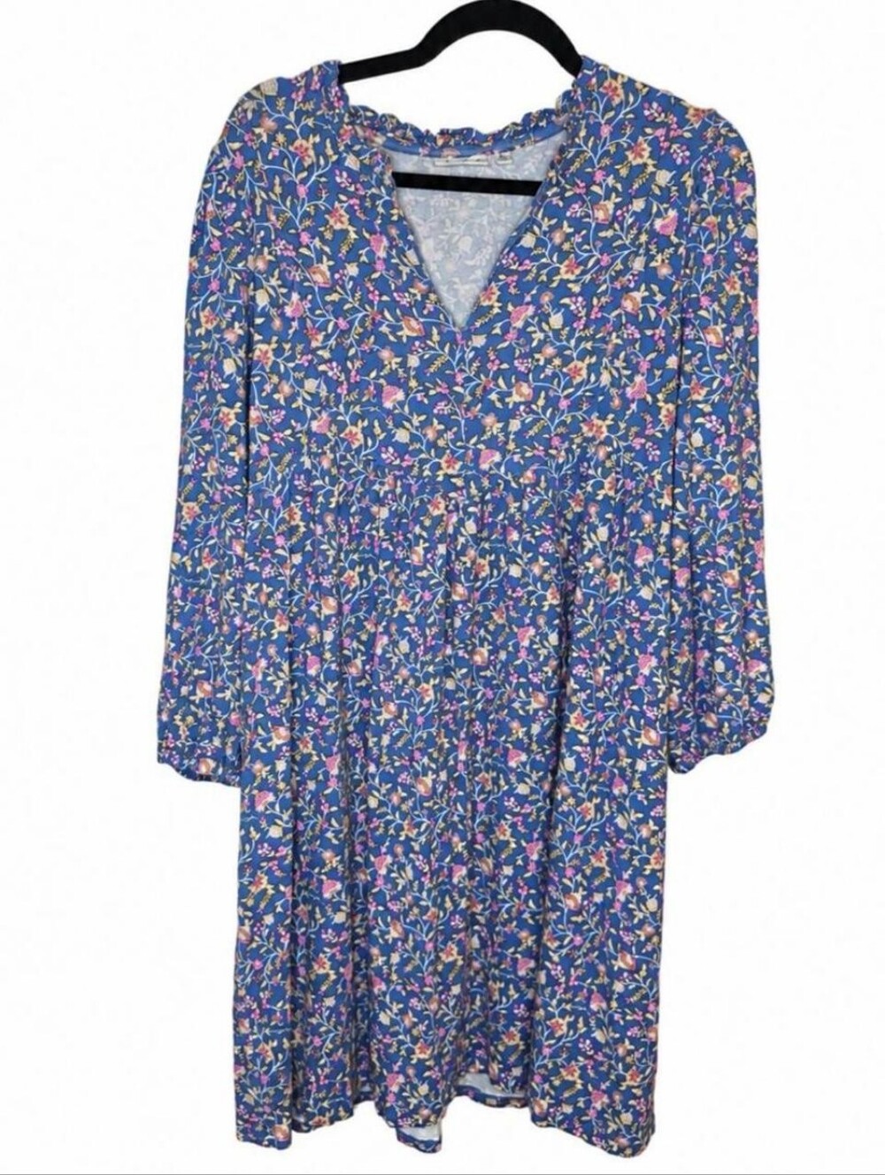 Wonderl Floral Dress XL V-Neck Long Sleeve Purple Blue Boho